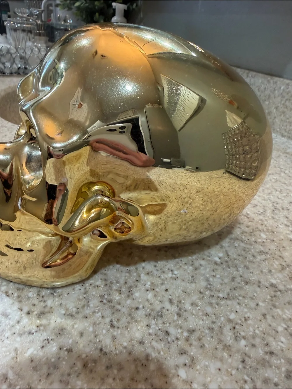 Z Gallerie Gold Ceramic Skull Accent Bank